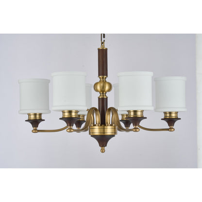 Supplier real photograph of the Alderleigh six-light chandelier complete front view