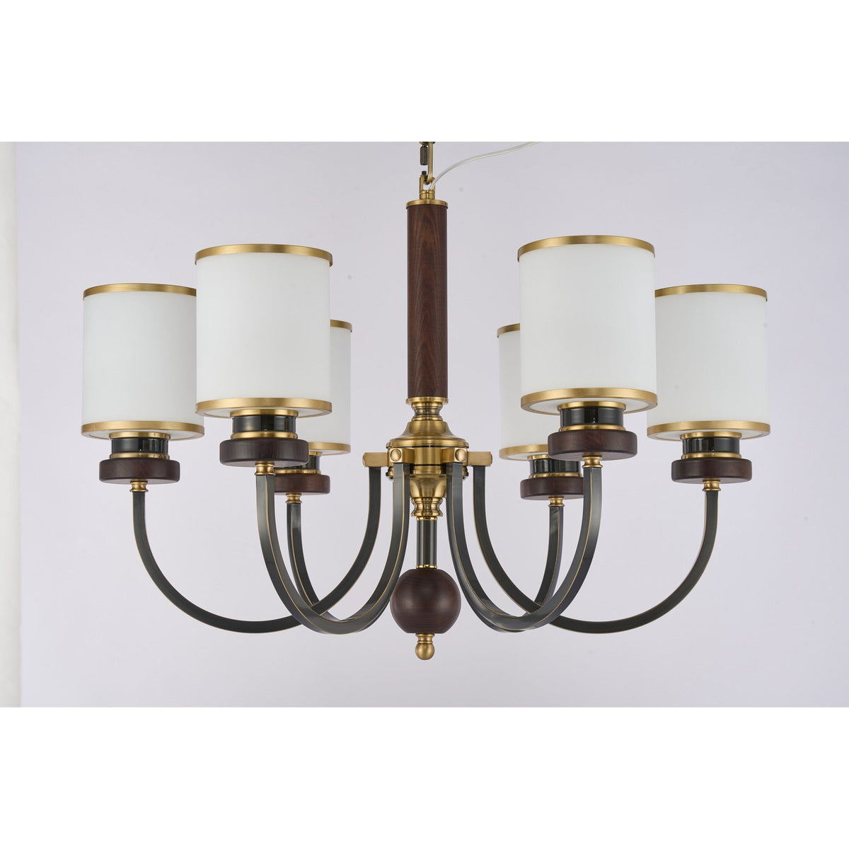 Supplier real photograph of the Ashbourne six-light chandelier complete front view
