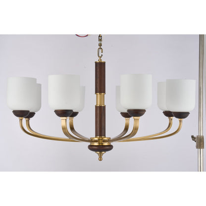 Supplier real photograph of the Bellgrave eight-light chandelier complete unlit front view