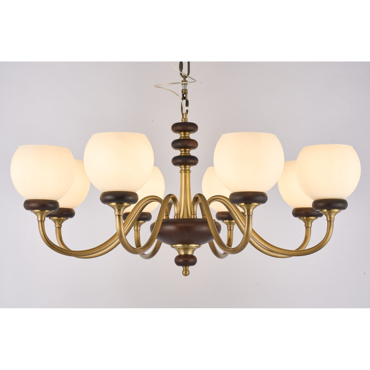 
Supplier real photograph of the Ravenelle eight-light chandelier complete front view