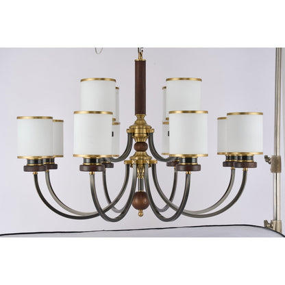 Supplier real photograph of the Ashbourne twelve-light two-tier chandelier complete front view