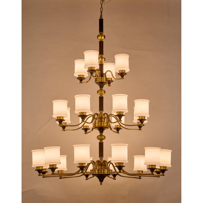 Supplier real photograph of the Alderleigh twenty-four-light three-tier chandelier complete front view