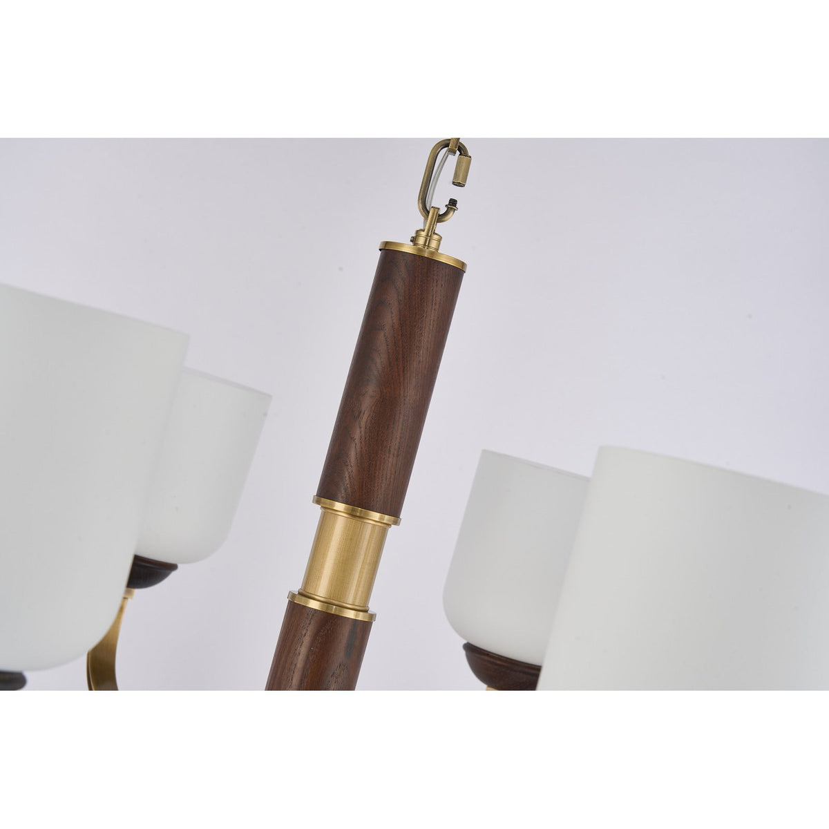 
Bellgrave Opal Glass, Antique Brass and Ash Wood Chandelier