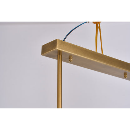 Ondervale Opal Glass, Antique Brass and Ash Wood Linear Chandelier